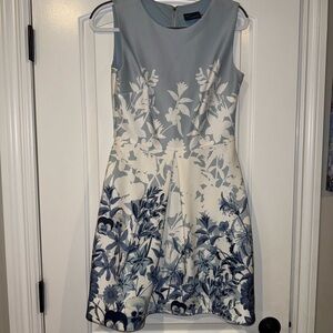 Taylor Blue and White Floral Mini Dress